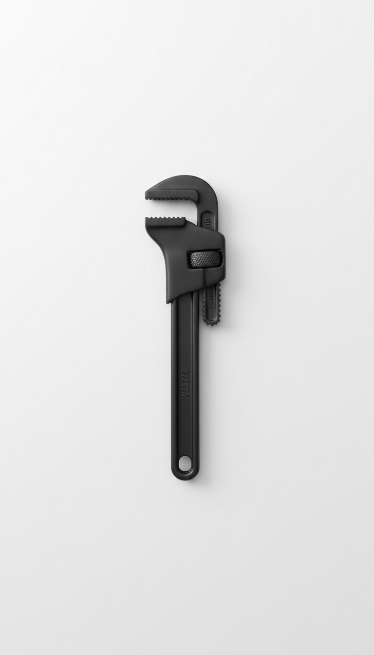 Matte Black Pipe Wrench With Ergonomic Grip
